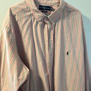 Ralph Lauren Pink and White Casual Button Down Shirt